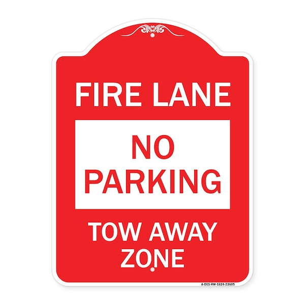 Signmission Designer Series Sign No Parking Tow-Away Zone, Red & White Aluminum Sign, 18" x 24", RW-1824-23605 A-DES-RW-1824-23605 - main